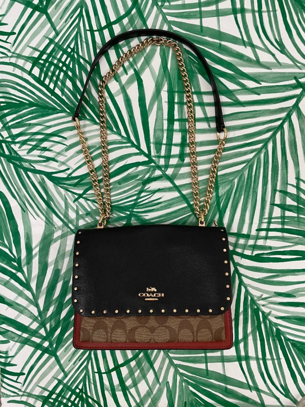 Coach Klare Crossbody Bag In Signature Canvas With Rivets Black